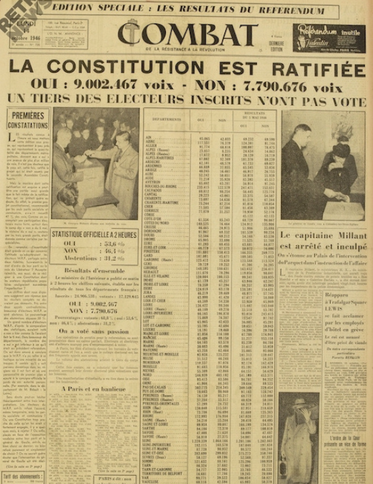 1946 : La commune et le département reconnues collectivités territoriales